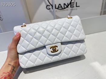 Chanel Classic Flap Bag Lambskin Gold Chain and Hardware White - 880780 – 25cm