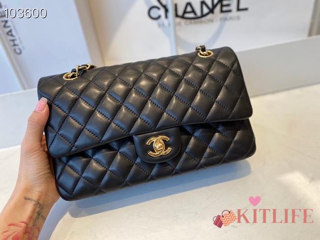 Chanel Classic Flap Bag Lambskin Gold Chain and Hardware Black - 880780 – 25cm - 1