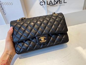 Chanel Classic Flap Bag Lambskin Gold Chain and Hardware Black - 880780 – 25cm