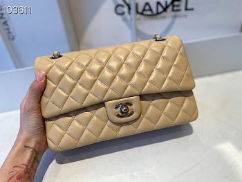 Chanel Classic Flap Bag Lambskin Silver Chain Hardware Beige - 880780 – 25cm