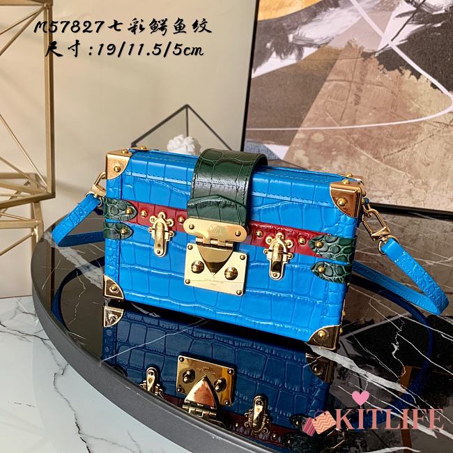 Louis Vuitton Petite Malle Box Bag Blue - M40273 – 19x11.5x5cm - 1