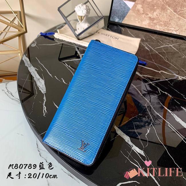 Louis Vuitton Zippy Wallet Vertical Epi Leather Blue - M80789 – 20x10cm - 1