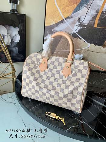 Louis Vuitton Speedy 25 White Grid - N41109 - 25.0x 19.0x 15.0 cm