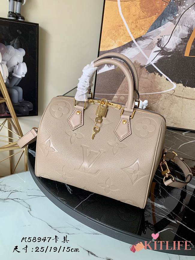 Louis Vuitton Speedy Bandouliere 25 Monogram Empreinte Leather Tourterelle - M59273 - 25.0 x 19.0 x 15.0 cm - 1