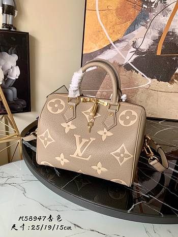 Louis Vuitton Speedy Bandouliere 25 Bicolor Monogram Empreinte Leather Tourterelle/Beige - M58947 - 25.0 x 19.0 x 15.0 cm