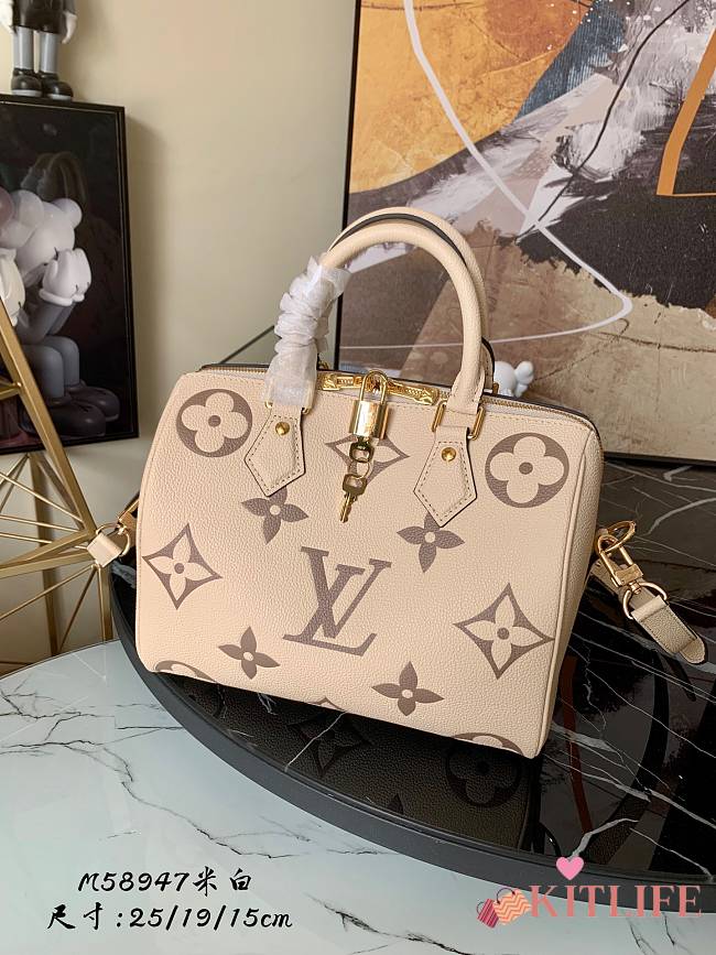 Louis Vuitton Speedy Bandouliere 25 Bicolor Monogram Empreinte Leather Beige - M58947 - 25.0 x 19.0 x 15.0 cm - 1