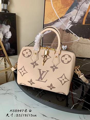 Louis Vuitton Speedy Bandouliere 25 Bicolor Monogram Empreinte Leather Beige - M58947 - 25.0 x 19.0 x 15.0 cm