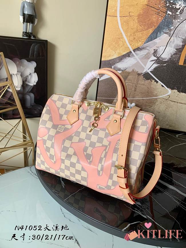 Louis Vuitton Speedy Damier Azur Tahitian silk-printed iconic - N41052 - 25.0 x 19.0 x 15.0 cm - 1