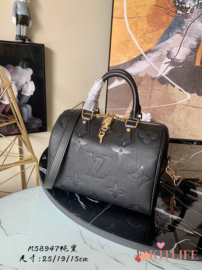 Louis Vuitton Speedy Bandouliere 25 Monogram Empreinte Leather Black - M59273 - 25.0 x 19.0 x 15.0 cm - 1