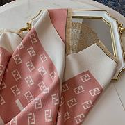 Fendi Silver Silk Cashmere Jacquard Scarf Pink – 180x65cm  - 5