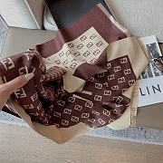 Fendi Silver Silk Cashmere Jacquard Scarf  Burrgundy – 180x65cm  - 4