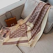 Fendi Silver Silk Cashmere Jacquard Scarf  Pink Rose – 180x65cm  - 3