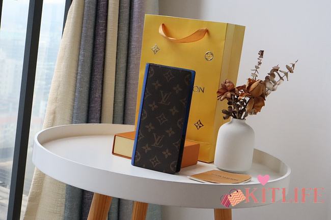 Louis Vuitton Brazza Wallet Monogram Macassar Brightly Blue Toned Grained - M80790 - 10 x 19 x 2 cm - 1