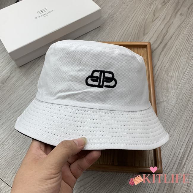Balenciaga Double-sided Embroidery Bucket Hat White - 1