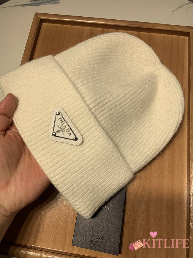 Prada Wool And Cashmere Beanie White - 1