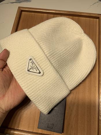 Prada Wool And Cashmere Beanie White