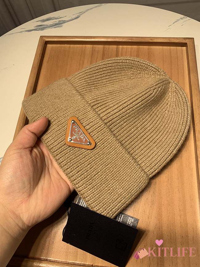 Prada Wool And Cashmere Beanie Beige - 1