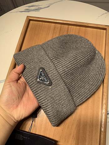 Prada Wool And Cashmere Beanie Grey