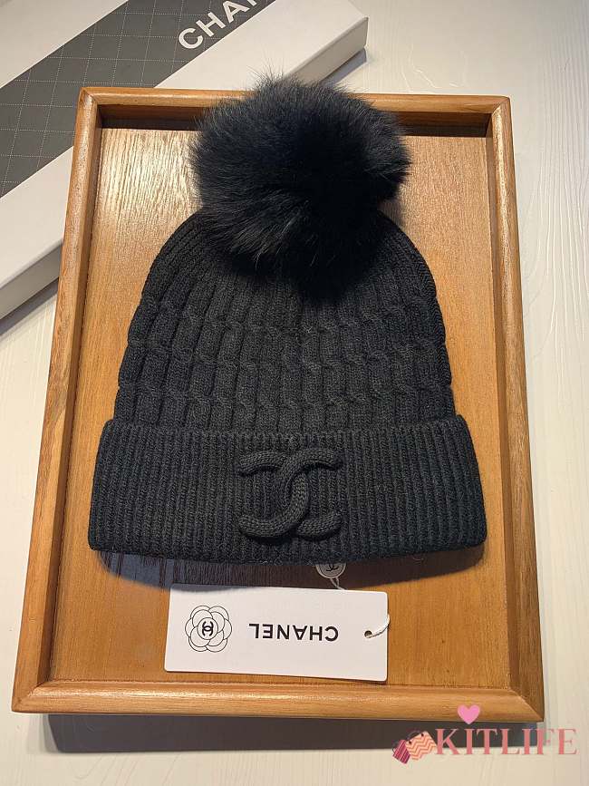Chanel Wool Knit Hat Black - 1