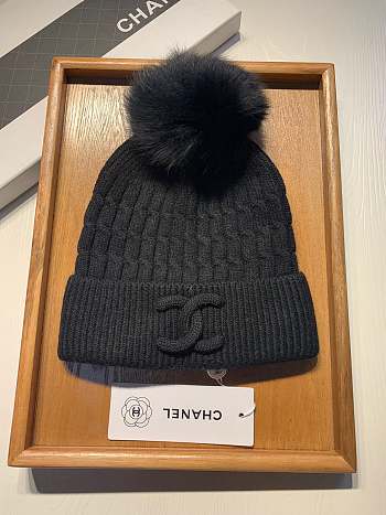 Chanel Wool Knit Hat Black