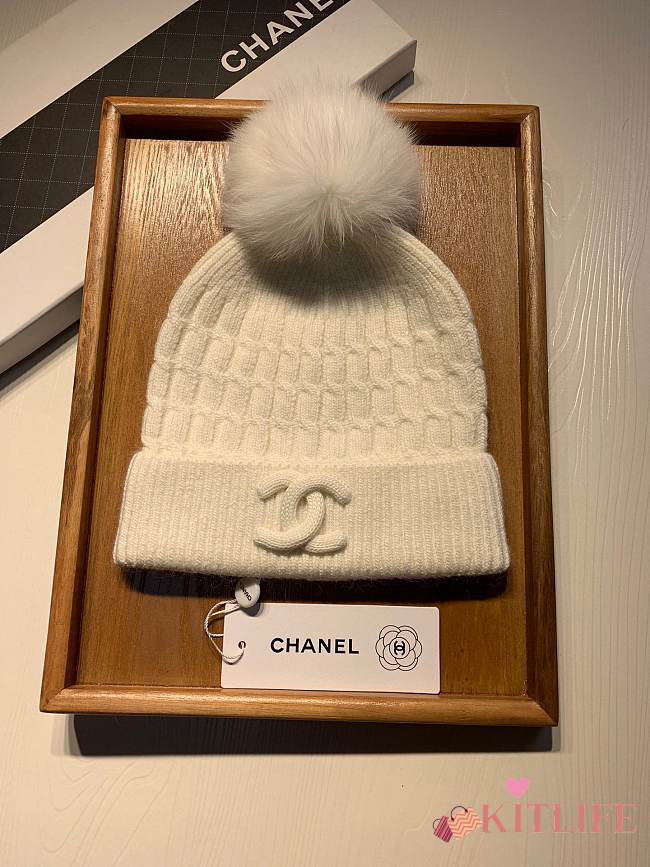 Chanel Wool Knit Hat White - 1