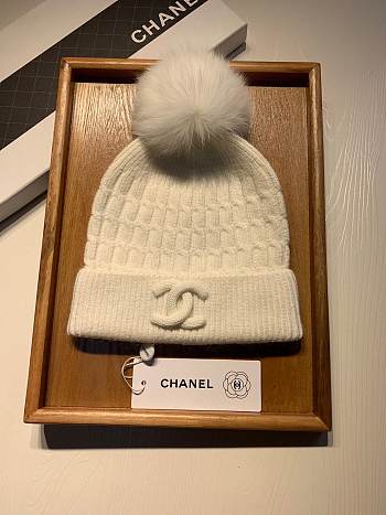 Chanel Wool Knit Hat White