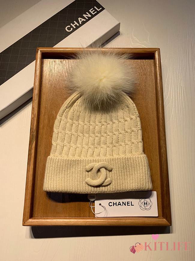 Chanel Wool Knit Hat Beige - 1