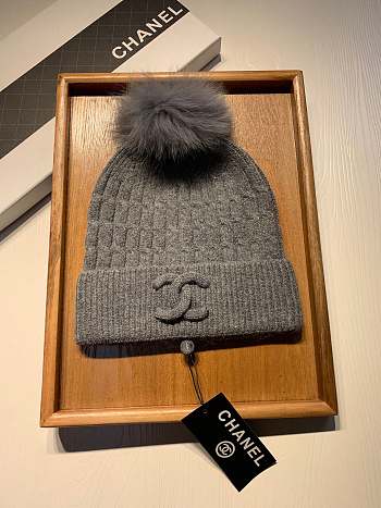 Chanel Wool Knit Hat Grey  