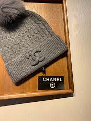 Chanel Wool Knit Hat Grey   - 5