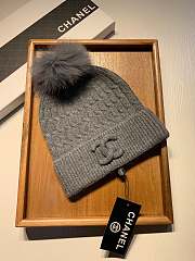 Chanel Wool Knit Hat Grey   - 4