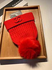 Chanel Wool Knit Hat Red  - 5