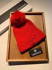 Chanel Wool Knit Hat Red  - 4