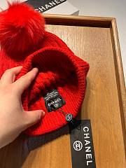 Chanel Wool Knit Hat Red  - 2
