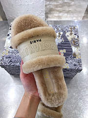 Dior Dway Slide Cotton and Shearling Slipper Beige  - 1