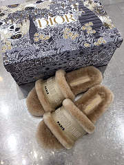 Dior Dway Slide Cotton and Shearling Slipper Beige  - 5