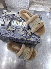 Dior Dway Slide Cotton and Shearling Slipper Beige  - 4