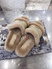 Dior Dway Slide Cotton and Shearling Slipper Beige  - 3