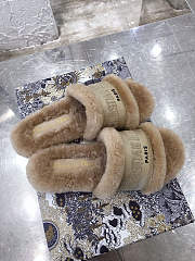 Dior Dway Slide Cotton and Shearling Slipper Beige  - 2