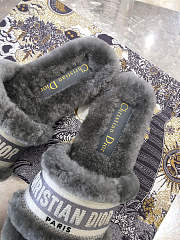 Dior Dway Slide Cotton and Shearling Slipper Grey - 2