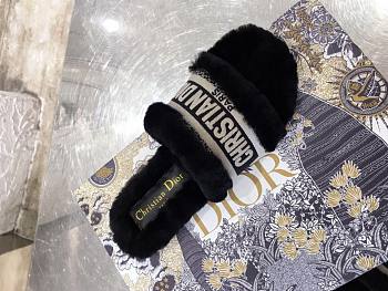 Dior Dway Slide Cotton and Shearling Slipper Black 