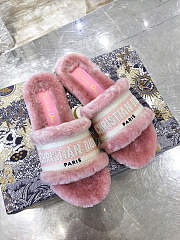 Dior Dway Slide Cotton and Shearling Slipper Pink - 1