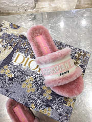 Dior Dway Slide Cotton and Shearling Slipper Pink - 6