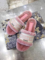 Dior Dway Slide Cotton and Shearling Slipper Pink - 5