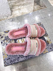 Dior Dway Slide Cotton and Shearling Slipper Pink - 3