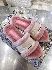 Dior Dway Slide Cotton and Shearling Slipper Pink - 2