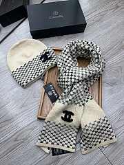 Chanel Knit Hat & Scarf Set Beige  - 2