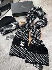 Chanel Knit Hat & Scarf Set Black  - 2