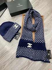 Chanel Knit Hat & Scarf Set Blue - 1