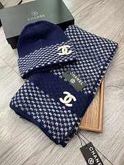 Chanel Knit Hat & Scarf Set Blue - 4
