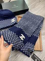 Chanel Knit Hat & Scarf Set Blue - 3